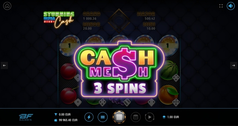 Stunning Cash Ultra Dice BF Games Slot Introduction Screen