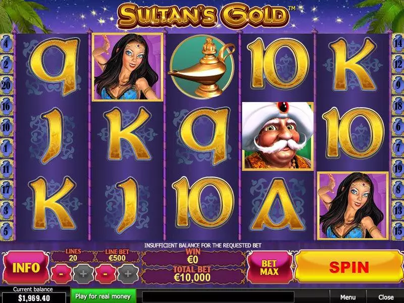 Sultan's Gold PlayTech Slot Main Screen Reels