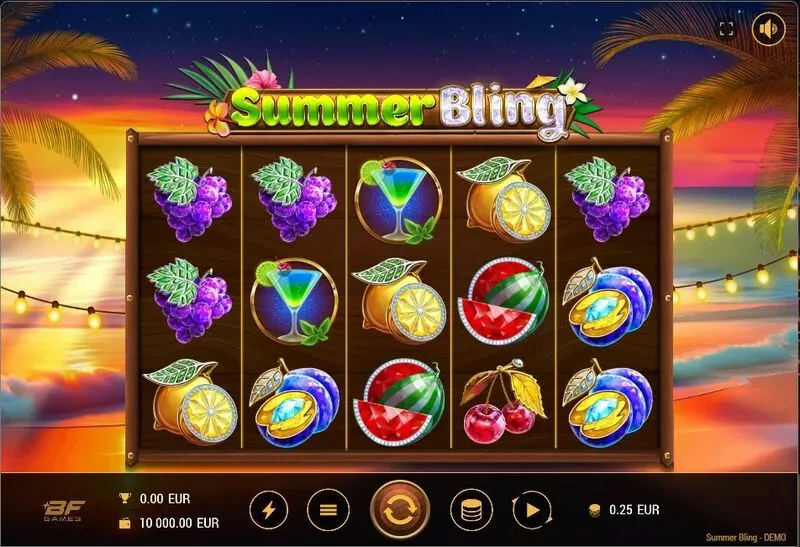 Summer Bling BF Games Slot Main Screen Reels