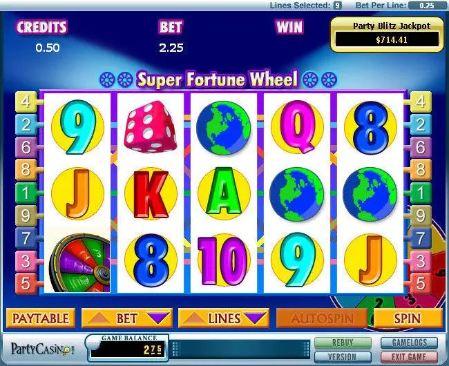 Super Fortune Wheel bwin.party Slot Main Screen Reels