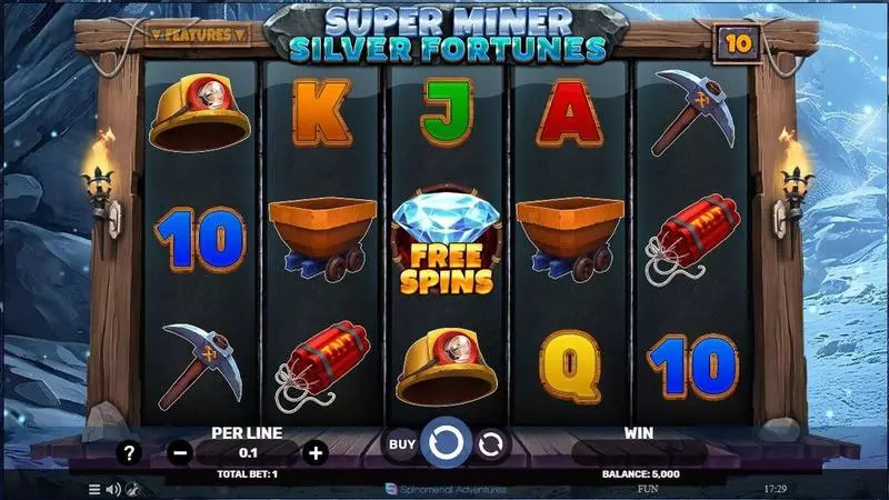 Super Miner – Silver Fortunes Spinomenal Slot Main Screen Reels