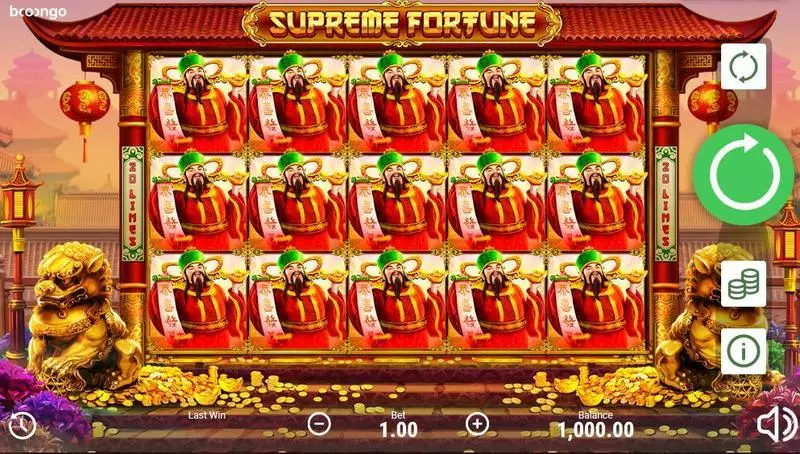 Supreme Fortune Booongo Slot Main Screen Reels