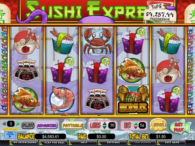 Sushi Express CryptoLogic Slot Main Screen Reels