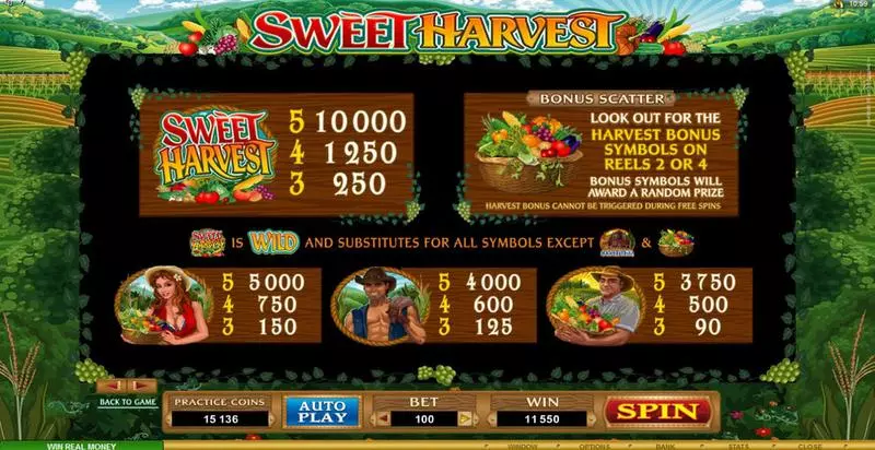 Sweet Harvest Microgaming Slot Info and Rules
