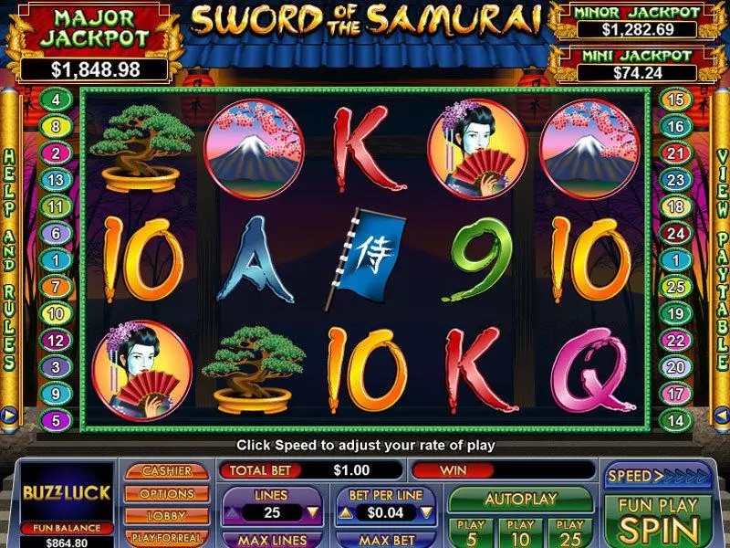 Sword of the Samurai NuWorks Slot Main Screen Reels