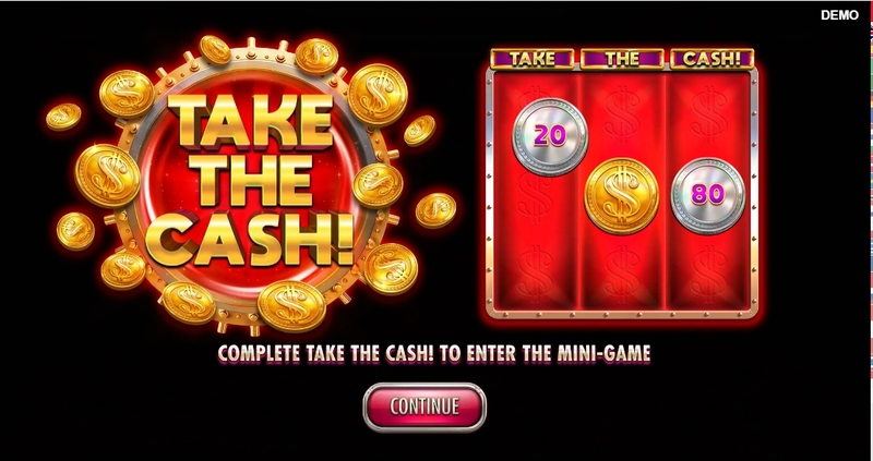 Take the Cash Red Rake Gaming Slot Introduction Screen