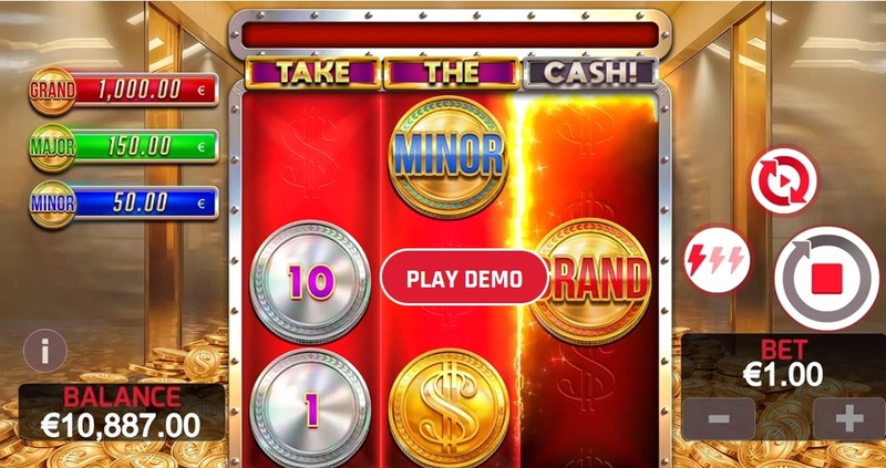 Take the Cash Red Rake Gaming Slot Main Screen Reels