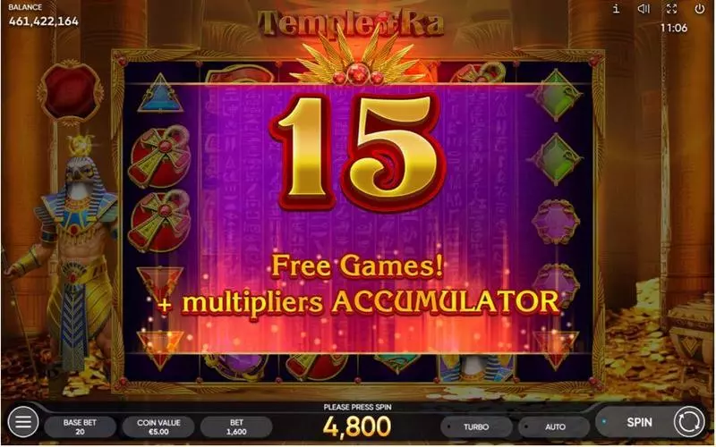Temple of Ra Endorphina Slot Free Spins Feature