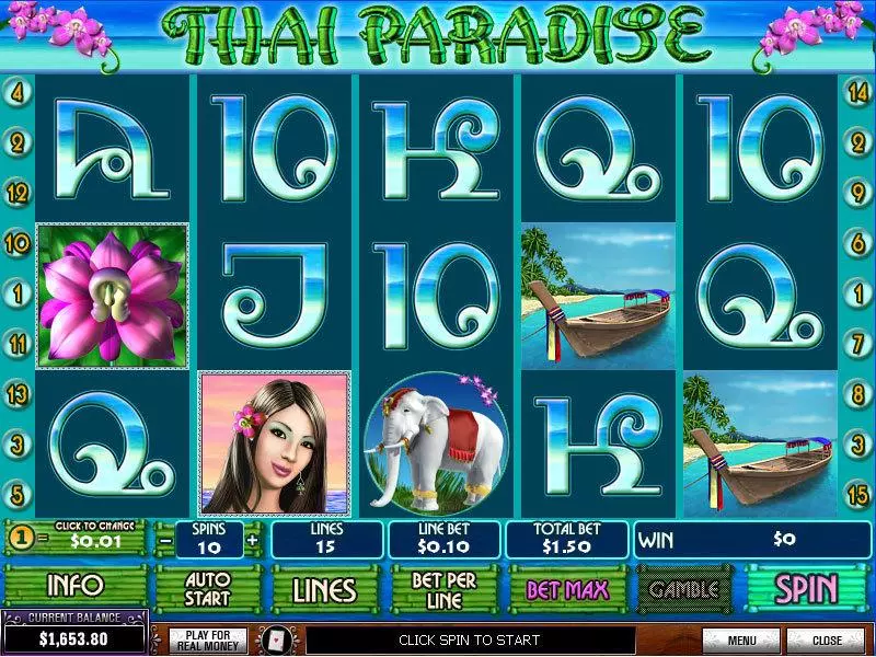 Thai Paradise PlayTech Slot Main Screen Reels