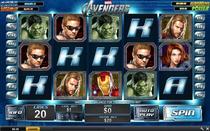The Avengers PlayTech Slot Main Screen Reels