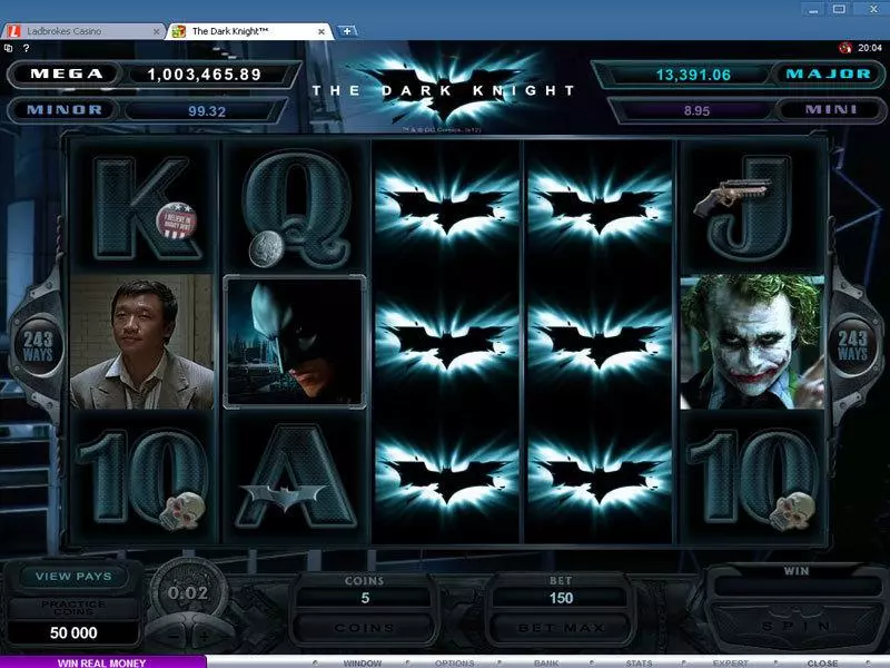 The Dark Knight Microgaming Slot Main Screen Reels