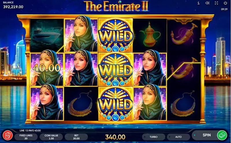 The Emirate II Endorphina Slot Main Screen Reels