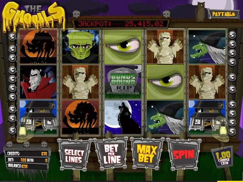 The Ghouls BetSoft Slot Introduction Screen