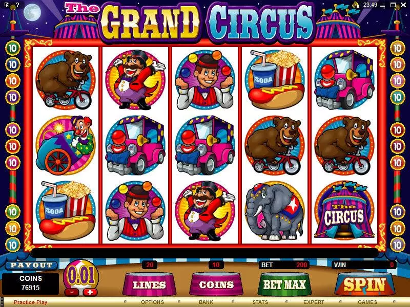 The Grand Circus Microgaming Slot Main Screen Reels