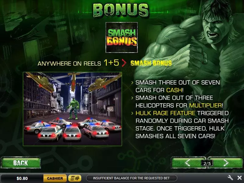 The Incredible Hulk 50 Line PlayTech Slot Bonus 1