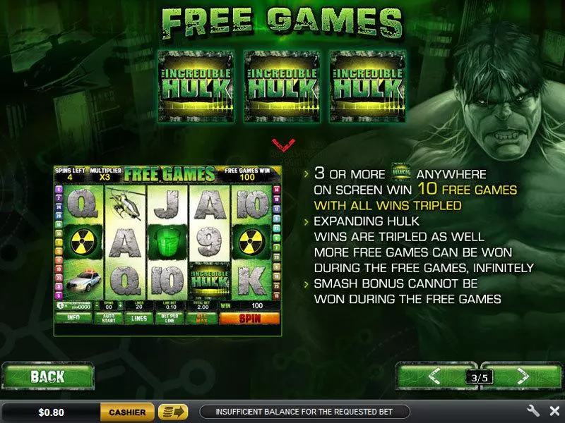The Incredible Hulk 50 Line PlayTech Slot Bonus 2