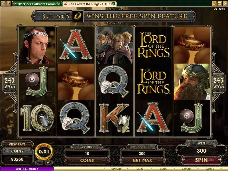 The Lord of the Rings - The Fellowship of the Ring Microgaming Slot Main Screen Reels