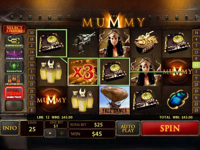 The Mummy PlayTech Slot Main Screen Reels