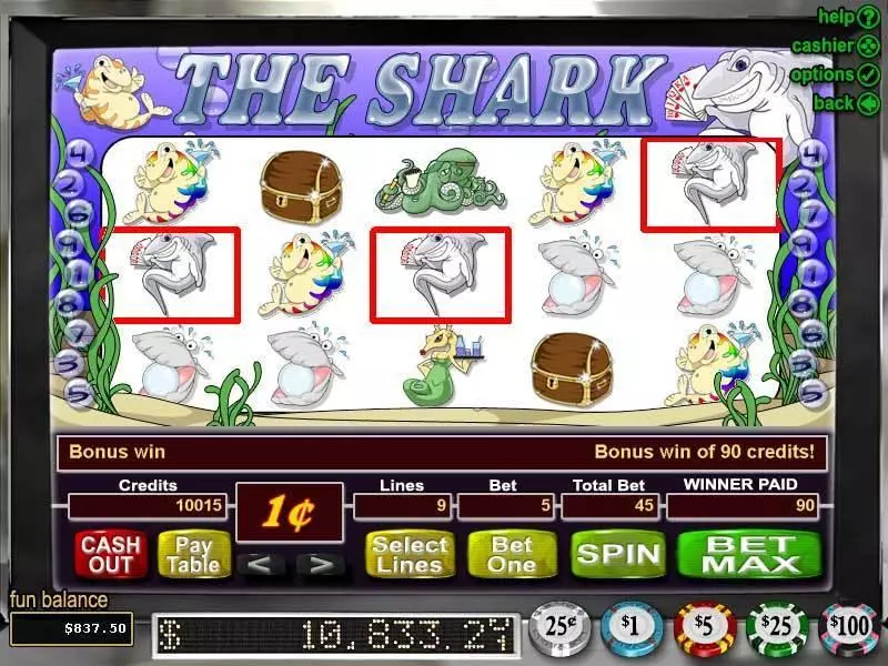 The Shark RTG Slot Main Screen Reels