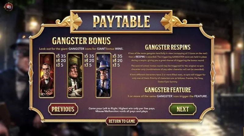 The Slotfather Part ll BetSoft Slot Info and Rules