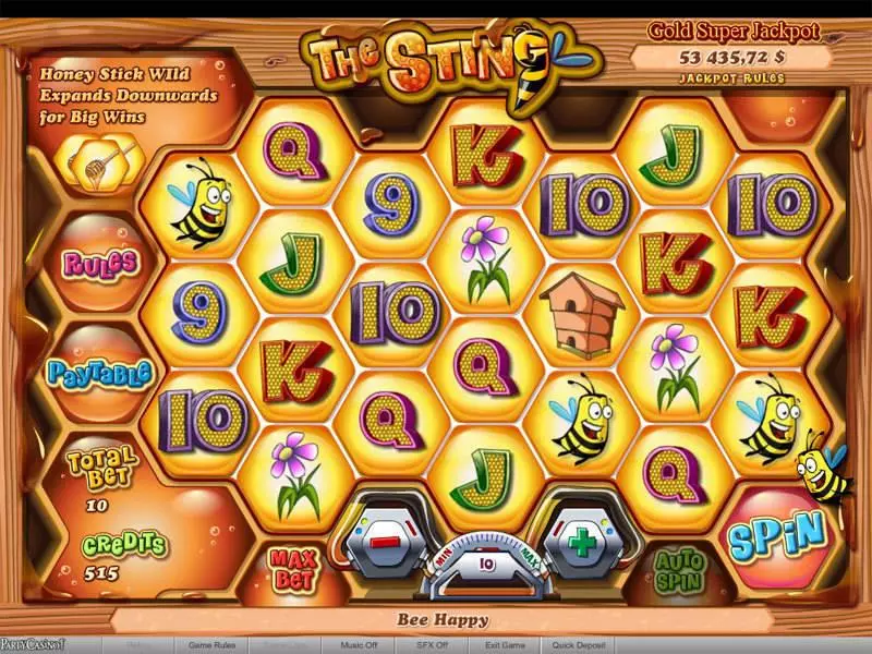 The Sting bwin.party Slot Main Screen Reels