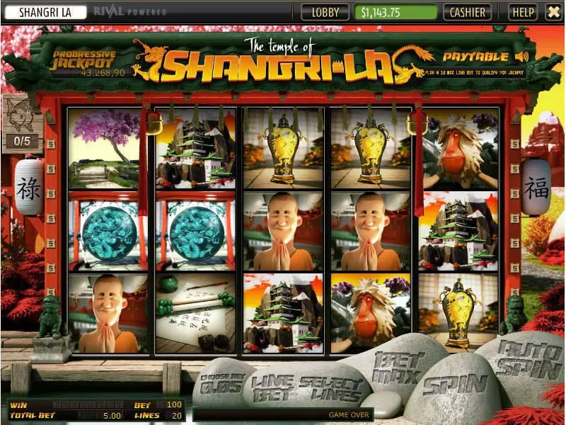 The Temple of Shangri-La Sheriff Gaming Slot Main Screen Reels