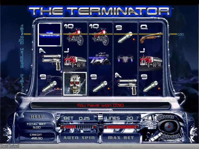 The Terminator bwin.party Slot Main Screen Reels