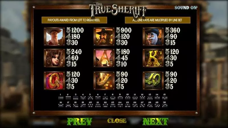 The True Sheriff BetSoft Slot Info and Rules
