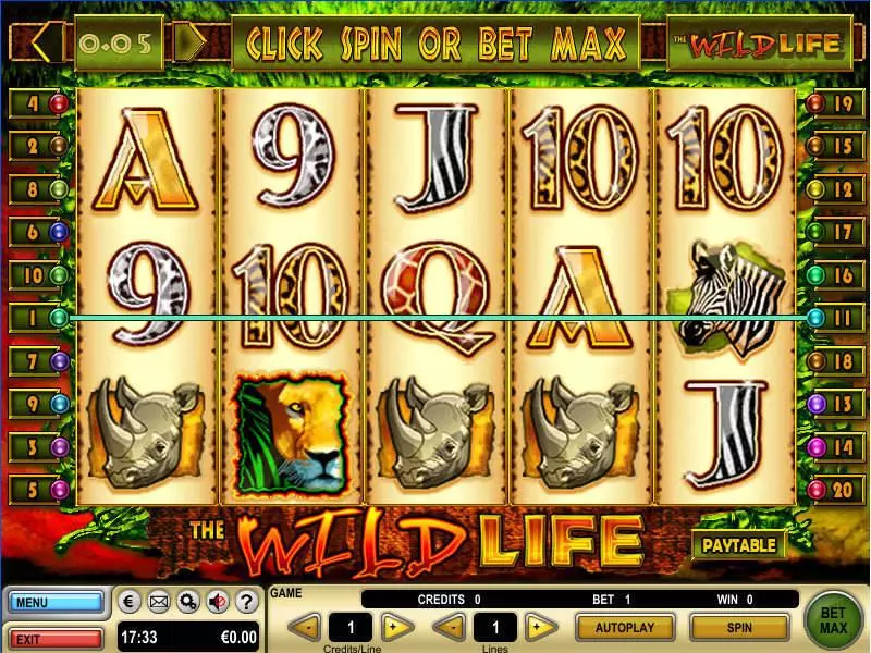 The Wild Life GTECH Slot Main Screen Reels