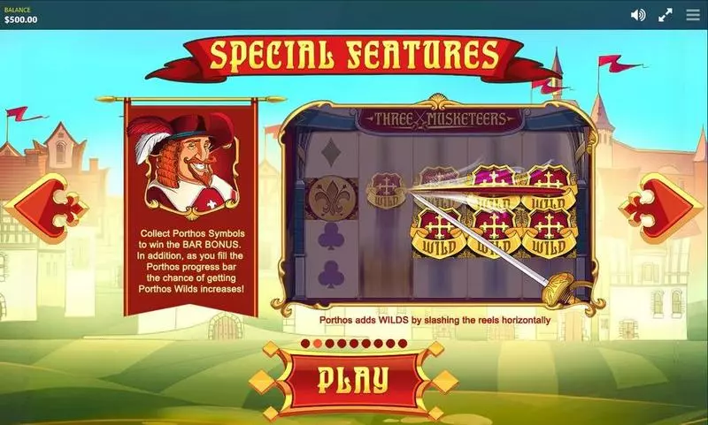 Three Musketeers Red Tiger Gaming Slot Info and Rules