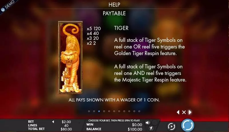Tiger Temple Genesis Slot Info and Rules