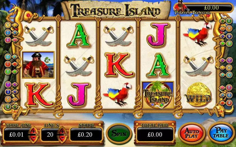 Treasure Island Inspired Slot Main Screen Reels