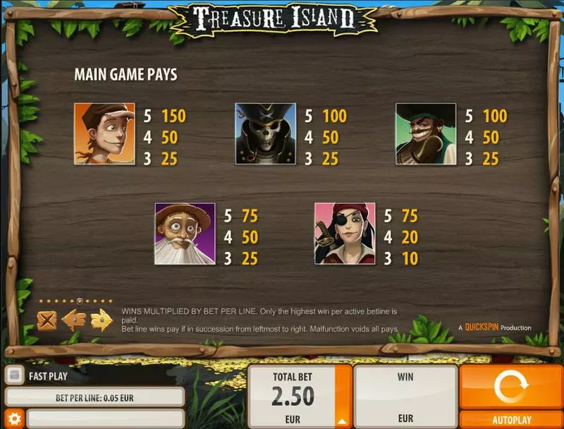 Treasure Island Quickspin Slot Info and Rules