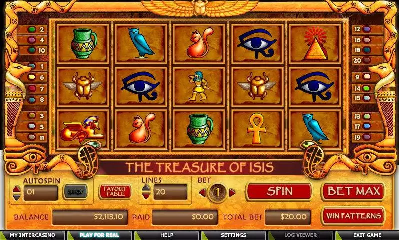 Treasure of Isis CryptoLogic Slot Main Screen Reels