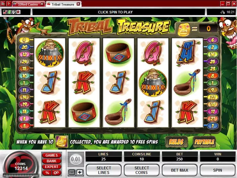 Tribal Treasure Microgaming Slot Main Screen Reels