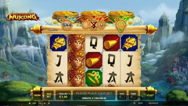 Trinity Treasure Wukong Greentube Slot Main Screen Reels