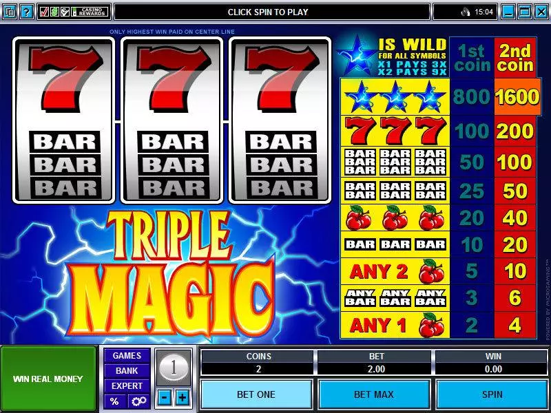 Triple Magic Microgaming Slot Main Screen Reels