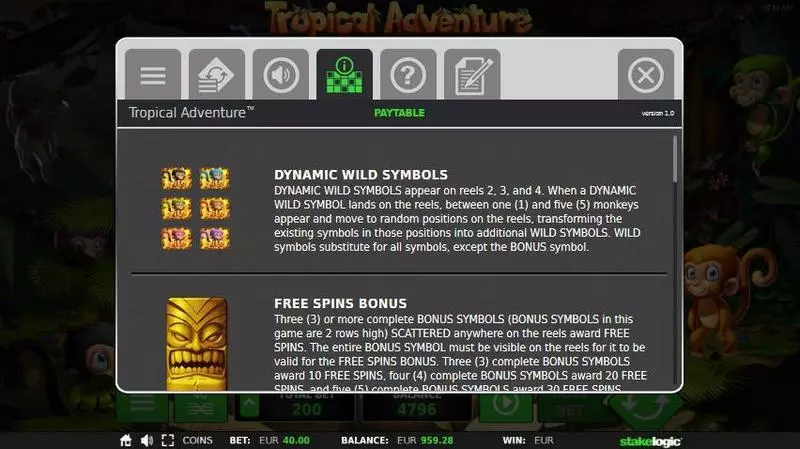 Tropical Adventure StakeLogic Slot Info and Rules