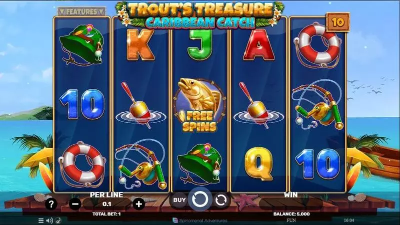 Trout’s Treasure – Caribbean Catch Spinomenal Slot Main Screen Reels