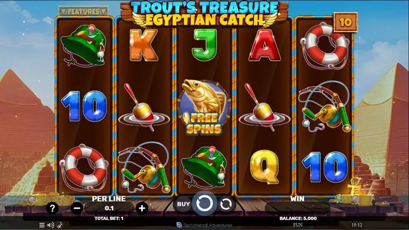 Trout’s Treasure – Egyptian Catch Spinomenal Slot Main Screen Reels