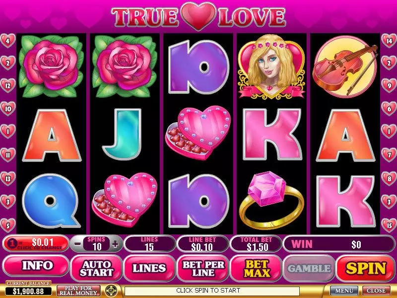 True Love PlayTech Slot Main Screen Reels