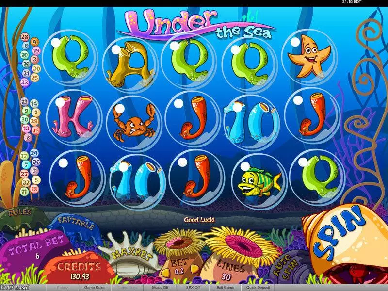 Under the Sea bwin.party Slot Main Screen Reels