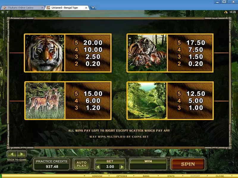 Untamed - Bengal Tiger Microgaming Slot Info and Rules