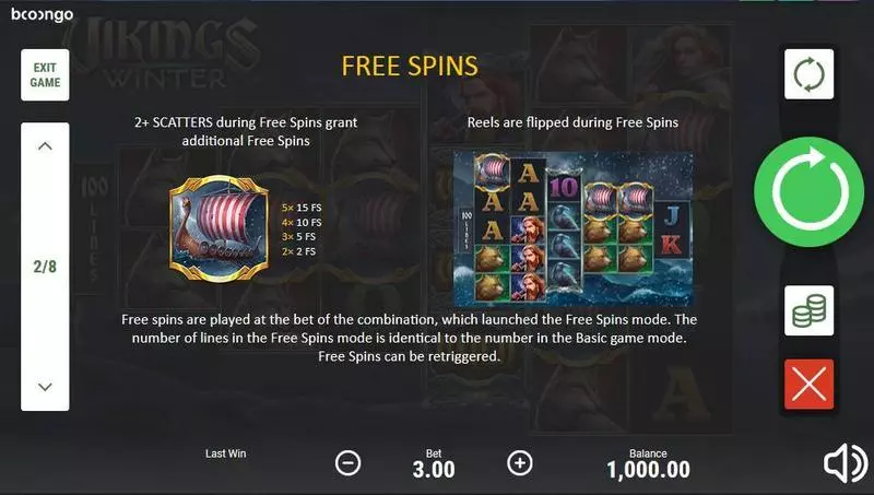Vikings Winter Booongo Slot Free Spins Feature