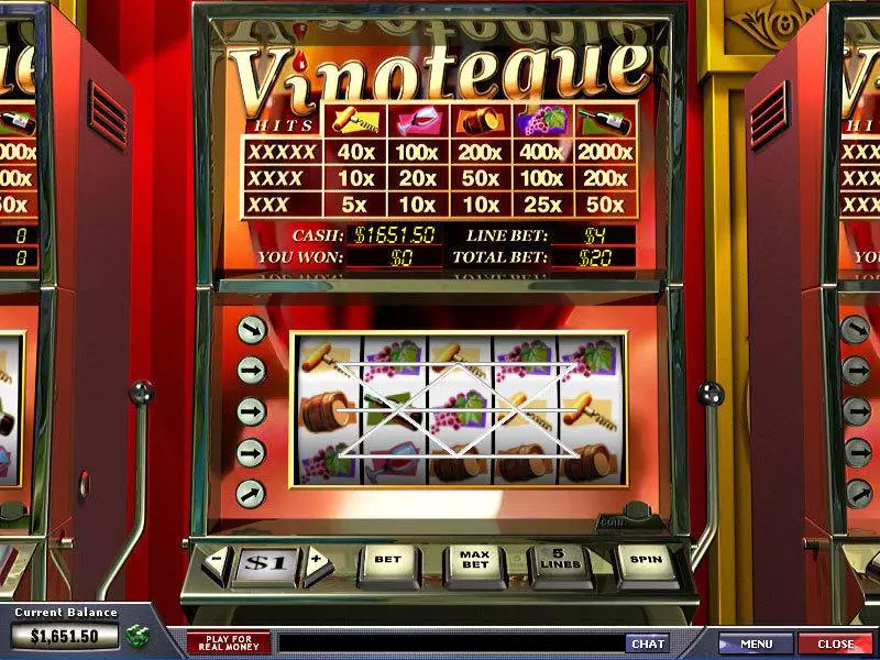 Vinoteque PlayTech Slot Main Screen Reels