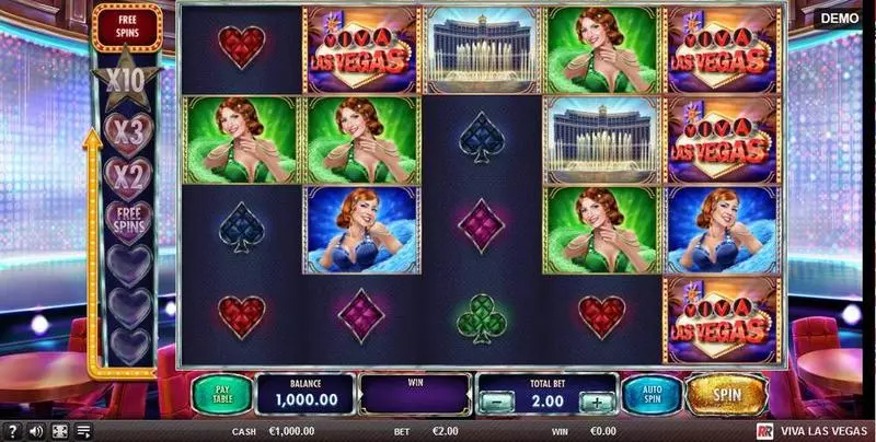Viva Las Vegas Red Rake Gaming Slot Main Screen Reels