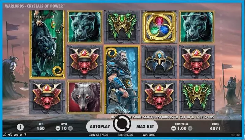 Warlords: Crystals of Power NetEnt Slot Main Screen Reels