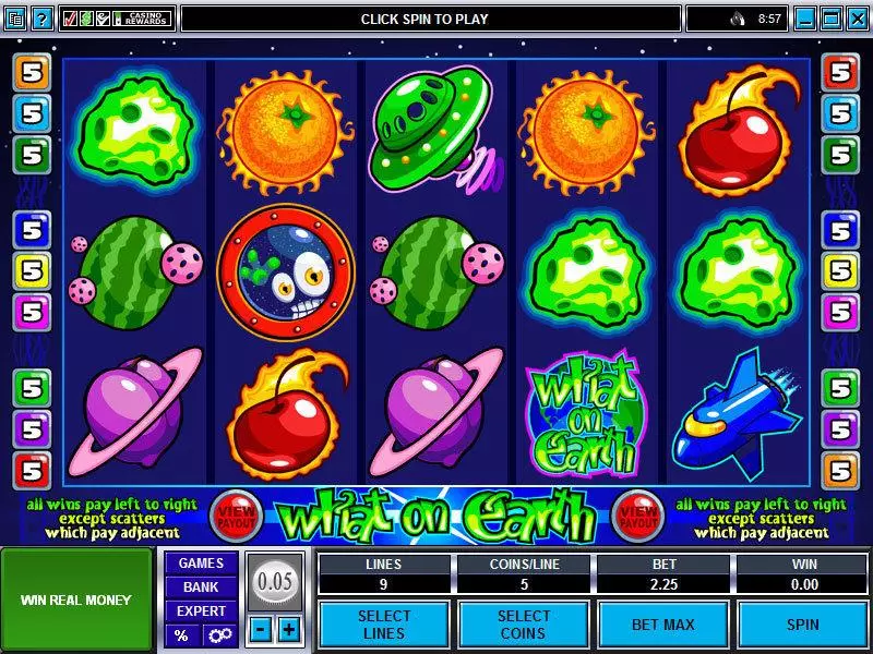 What on Earth Microgaming Slot Main Screen Reels
