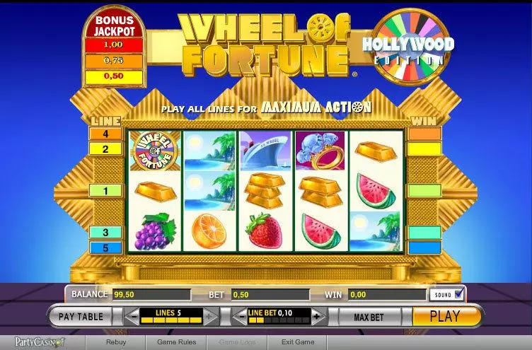 Wheel of Fortune IGT Slot Main Screen Reels