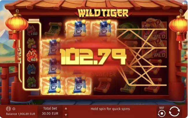 Wild Tiger BGaming Slot Winning Screenshot